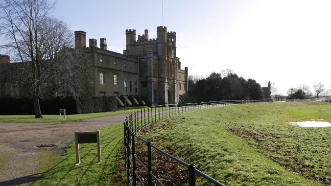 Winter view of the house from the driveway at Coughton Court Warwickshire